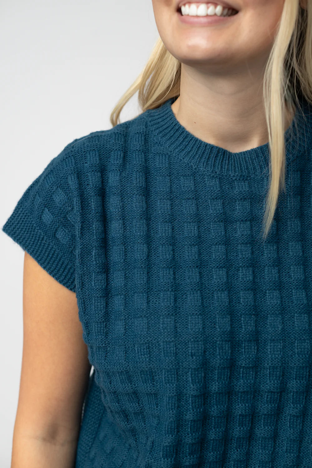 Teal Knit Short Sleeve Top