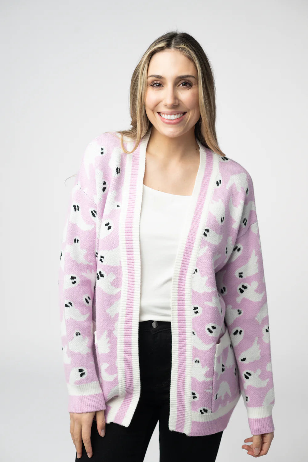 Lilac Ghost Pocket Cardigan