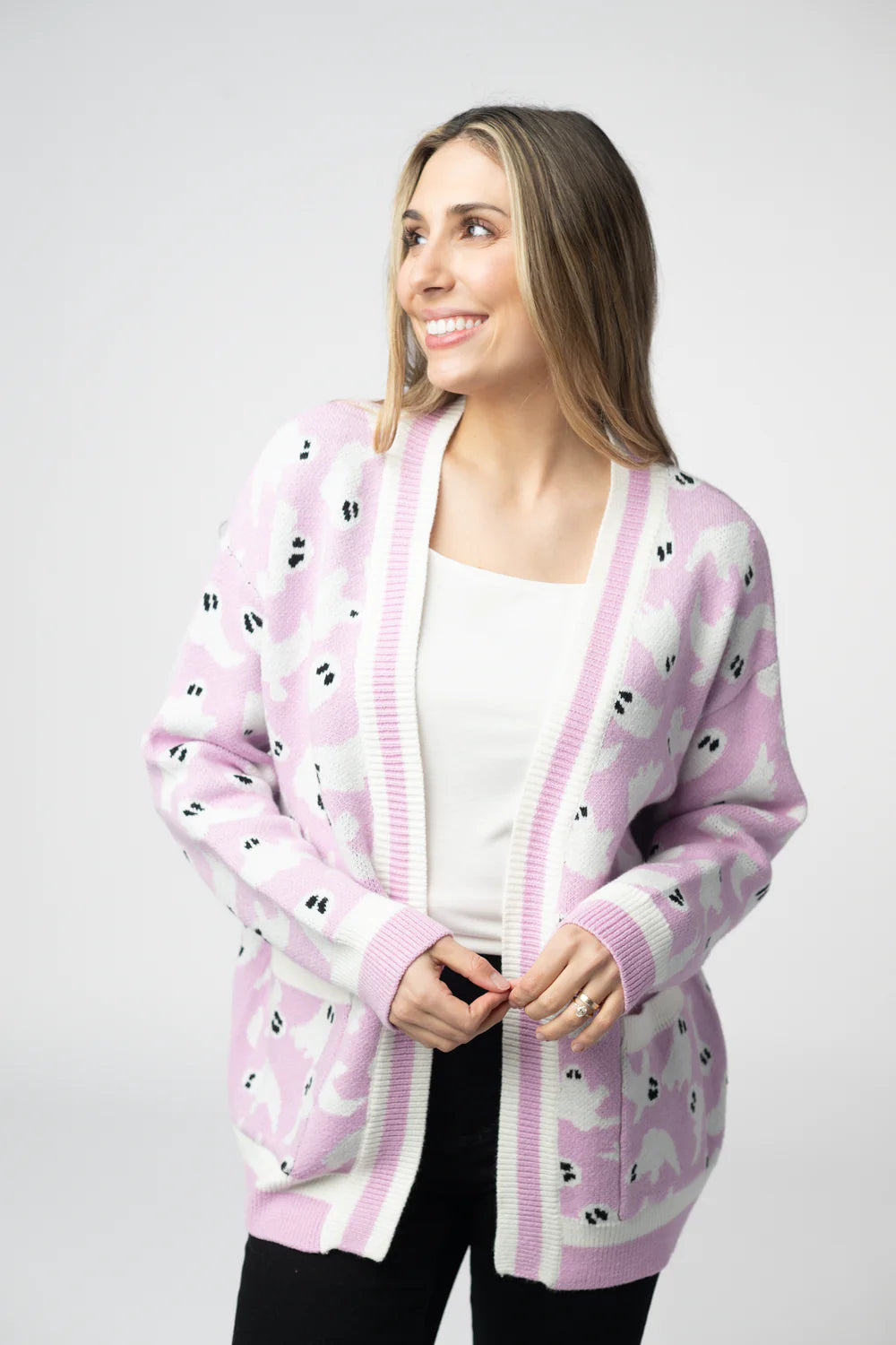Lilac Ghost Pocket Cardigan