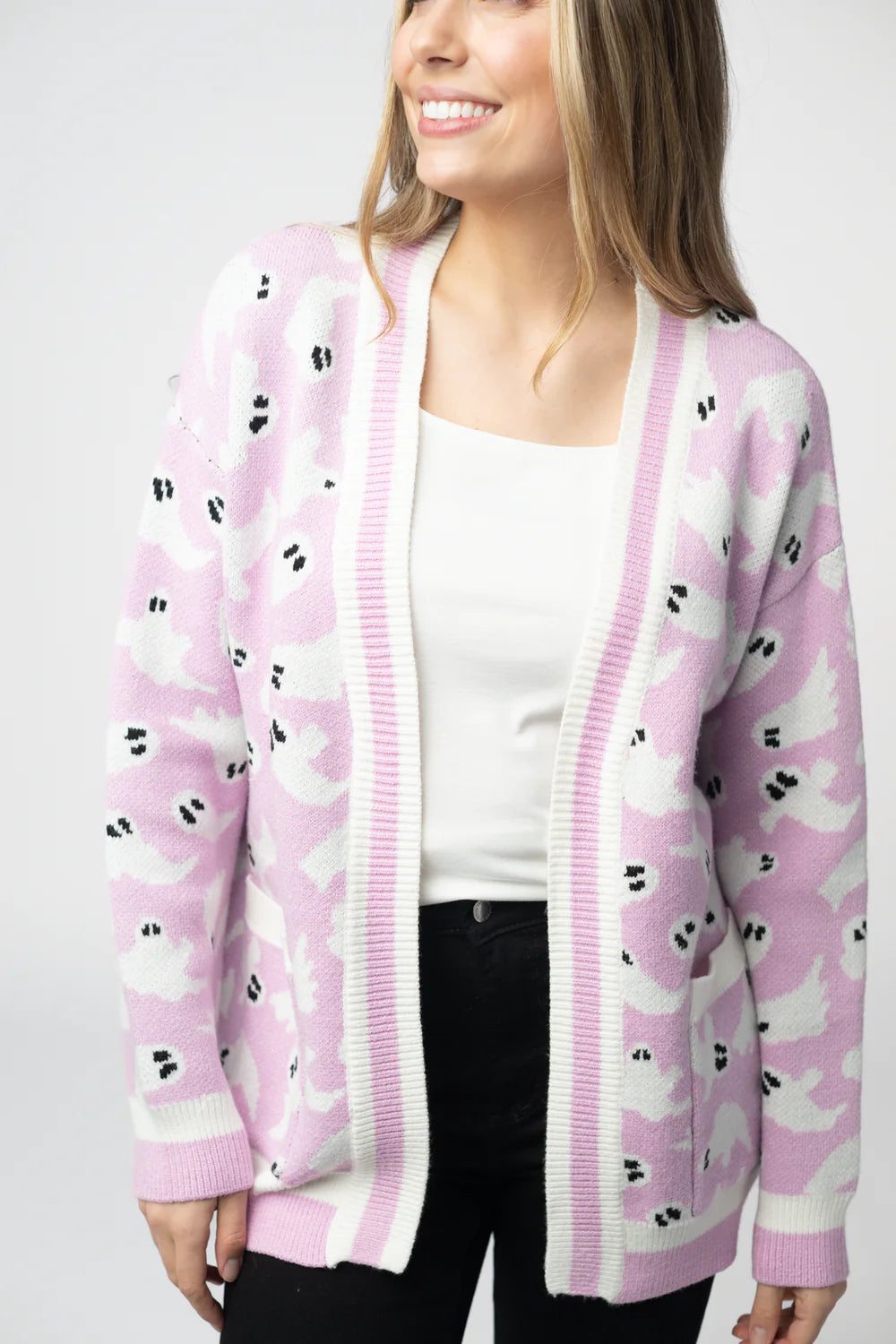 Lilac Ghost Pocket Cardigan