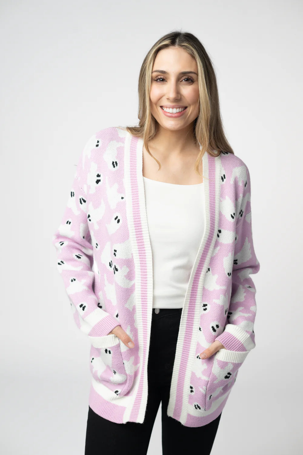 Lilac Ghost Pocket Cardigan