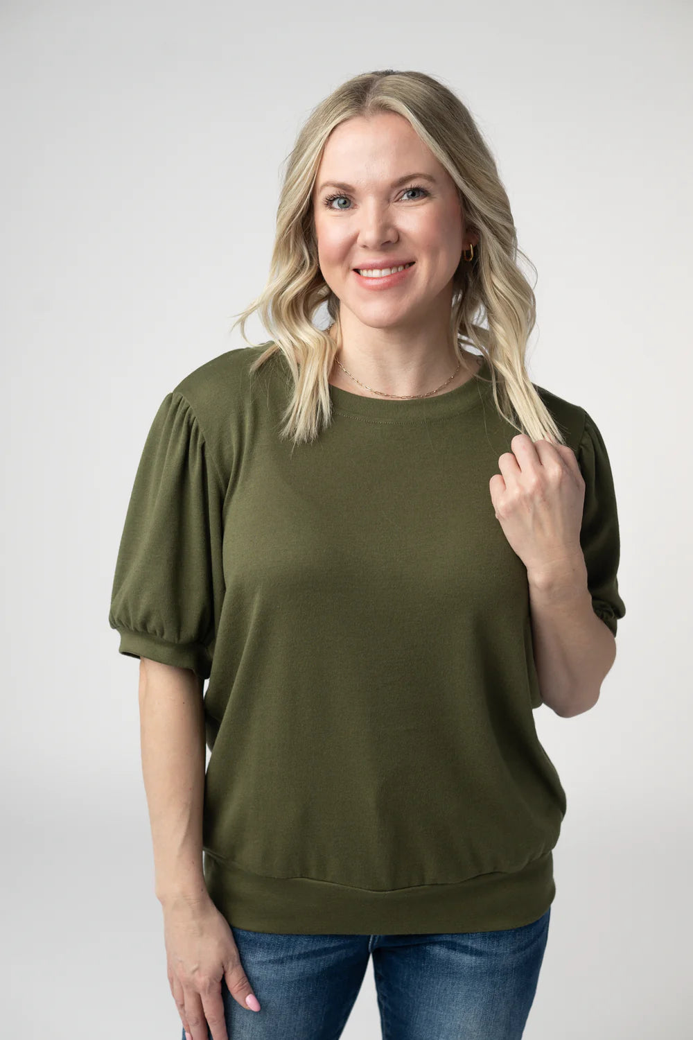 Olive Cozy Short Sleeve Top
