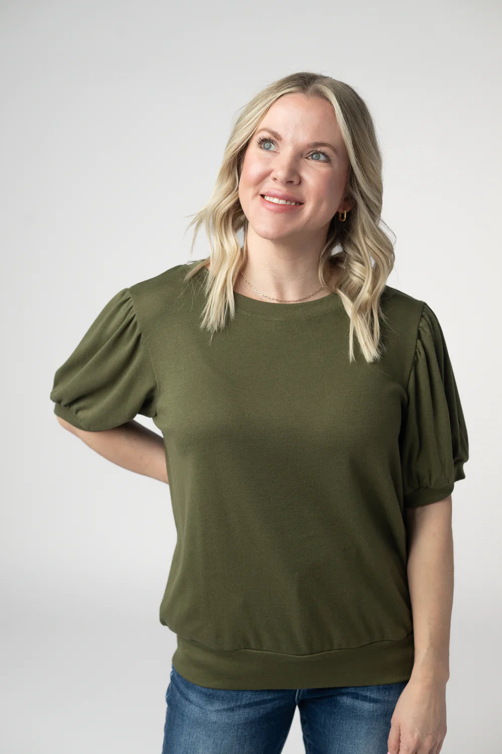 Olive Cozy Short Sleeve Top