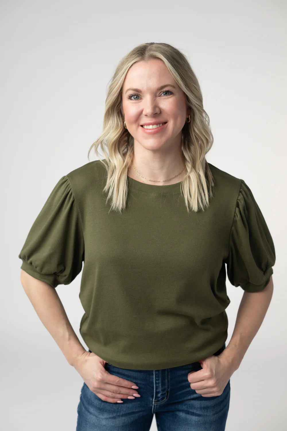 Olive Cozy Short Sleeve Top