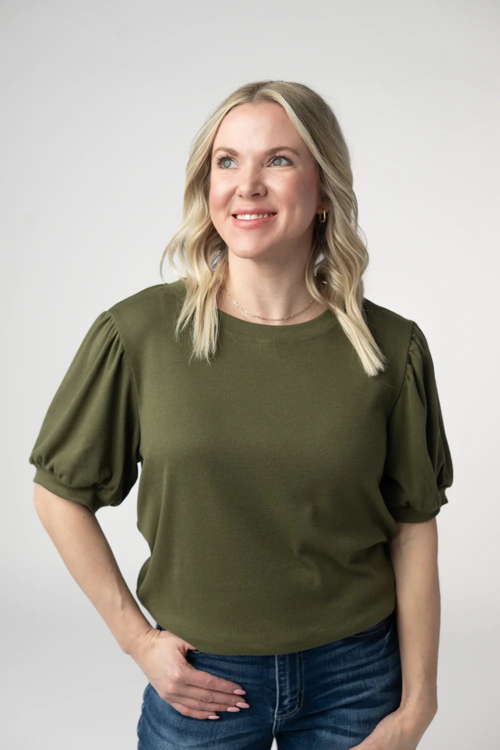 Olive Cozy Short Sleeve Top