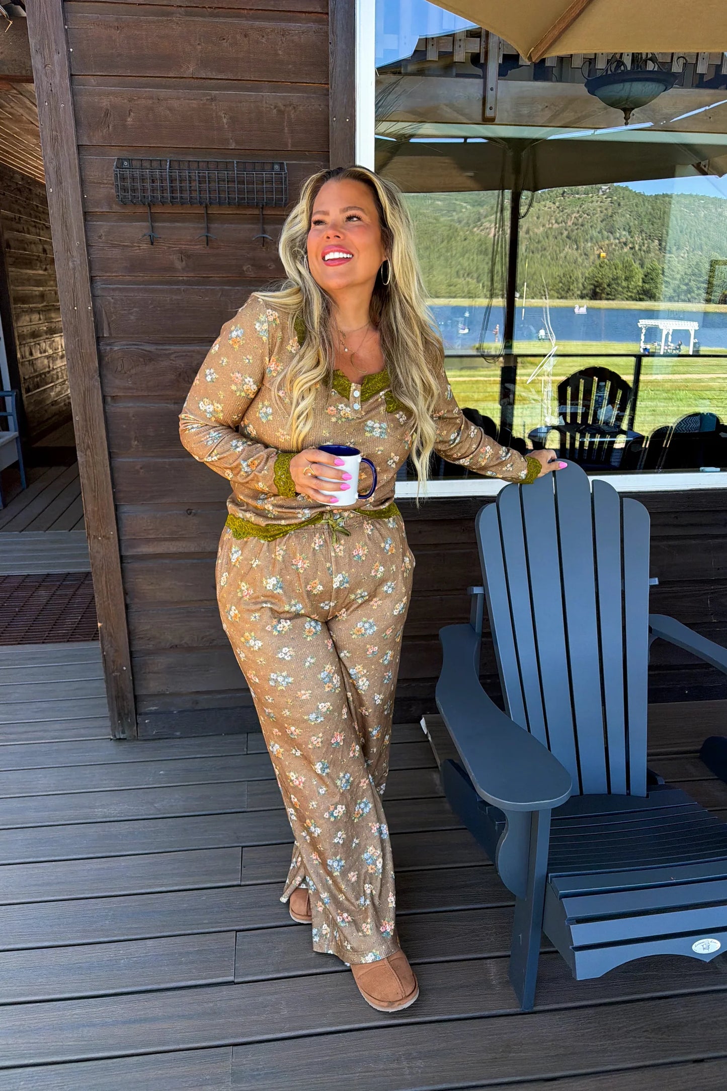 Pre Order: Florals and Lace Waffle PJ Set