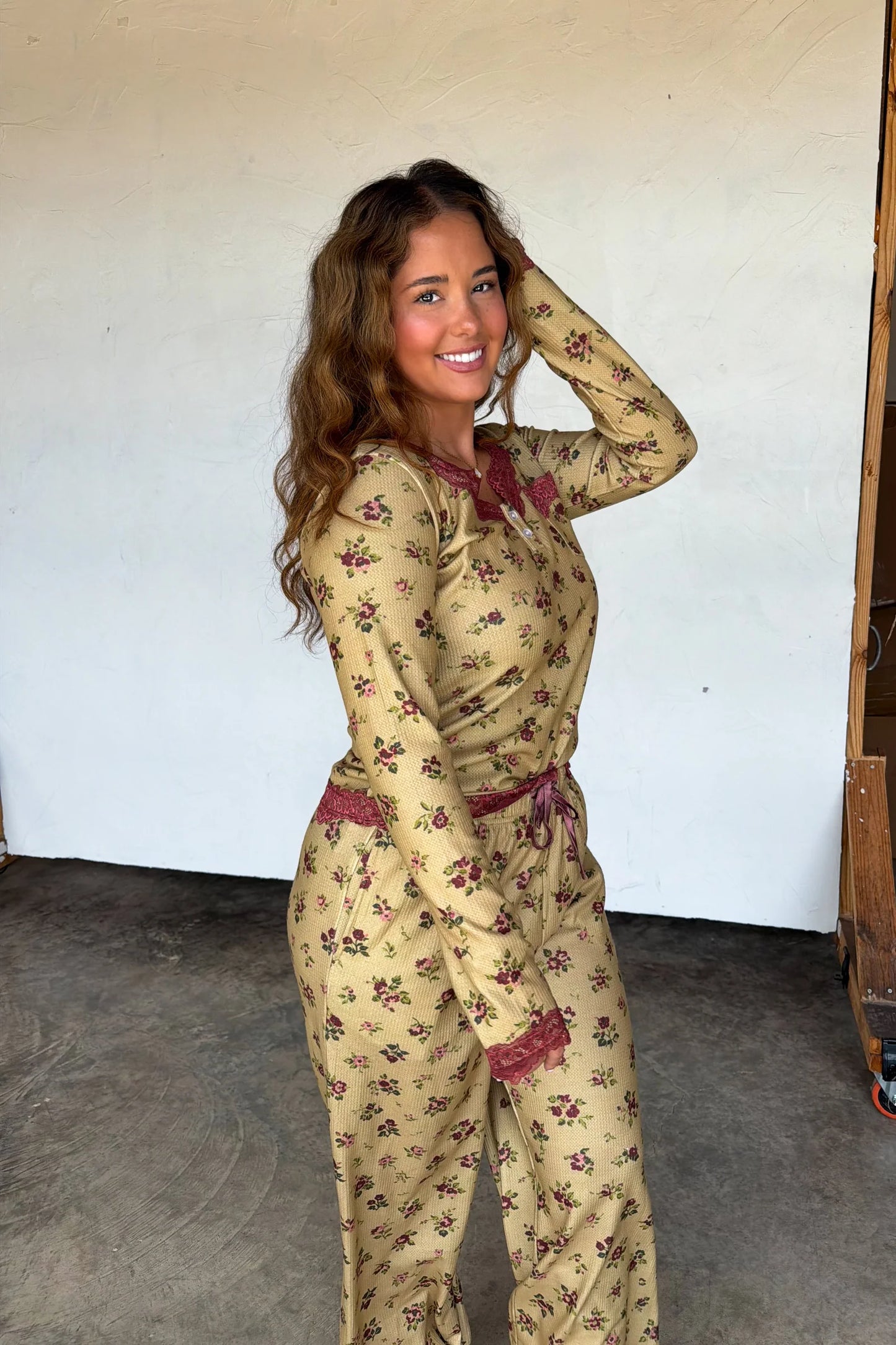 Pre Order: Florals and Lace Waffle PJ Set