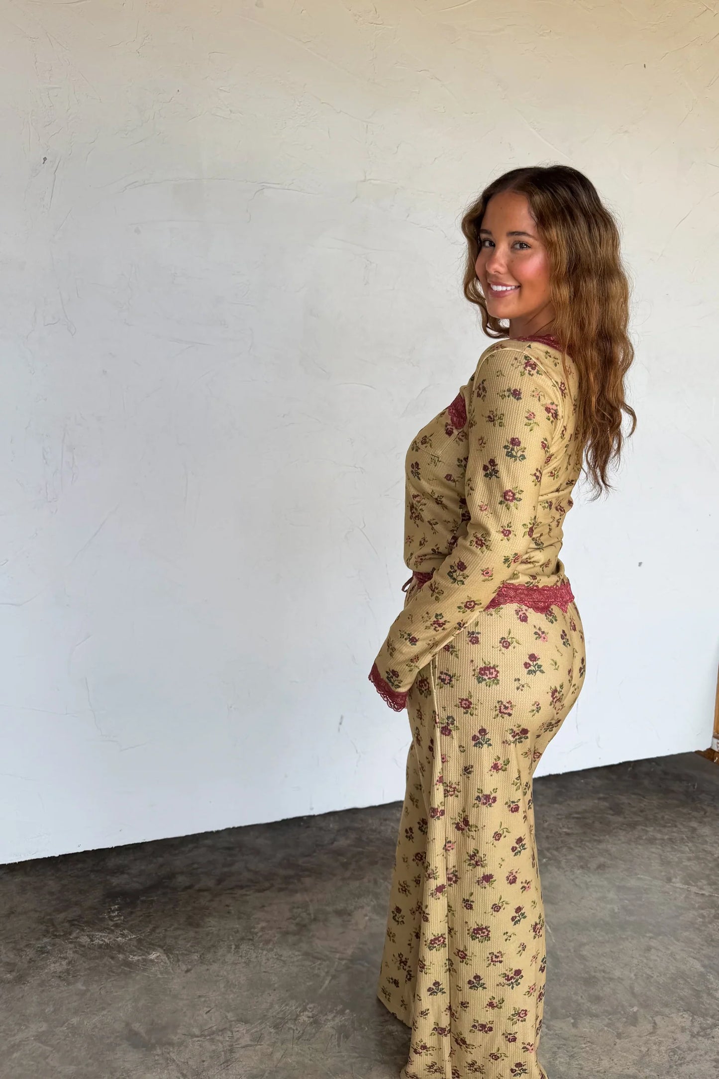 Pre Order: Florals and Lace Waffle PJ Set