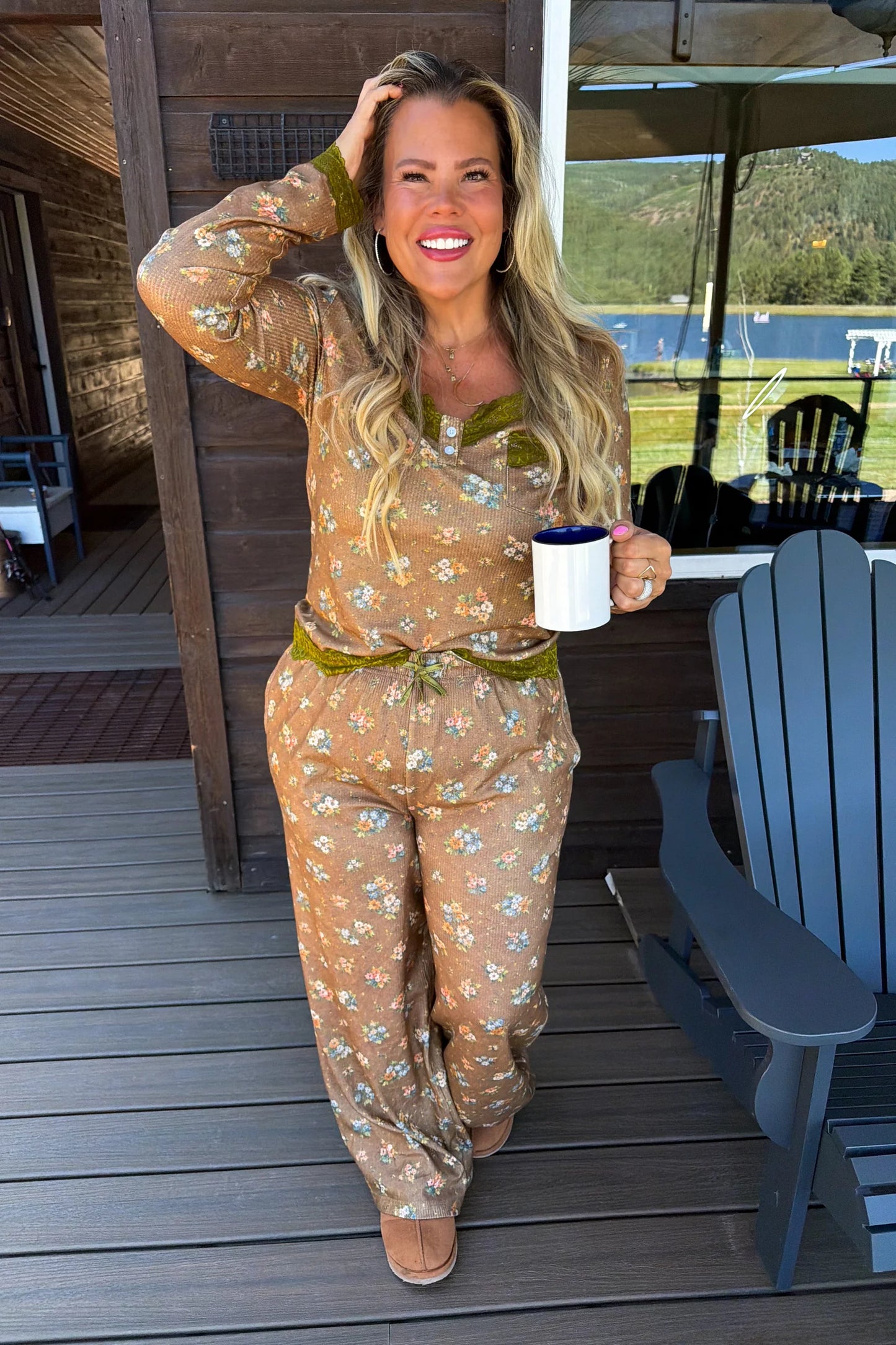 Pre Order: Florals and Lace Waffle PJ Set