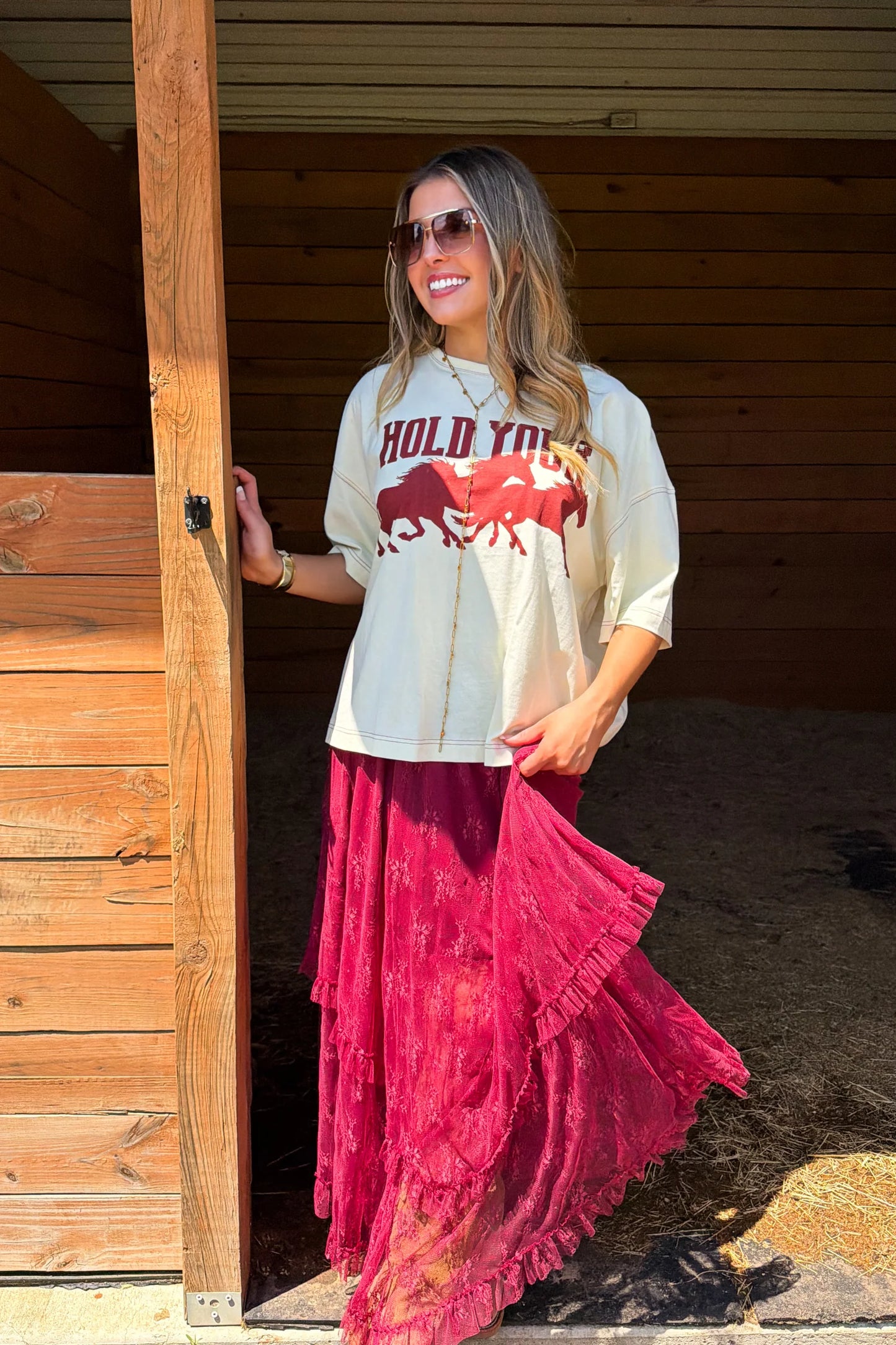 Pre Order: Autumn Blooming Lace Maxi Skirt
