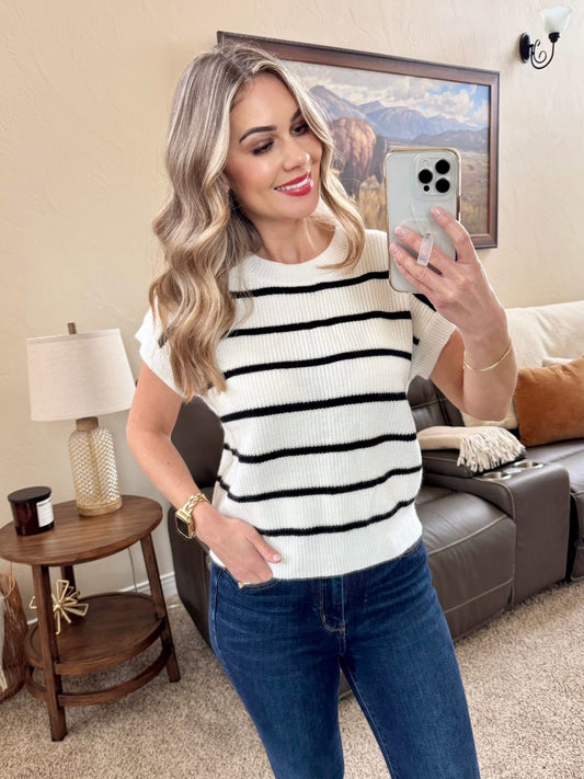 Ivory Striped Sweater Top