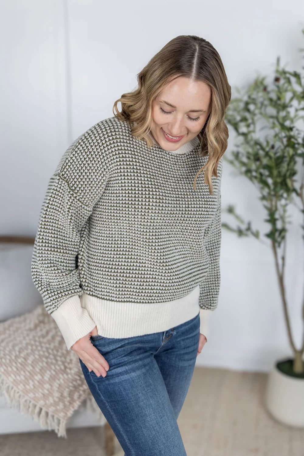 Olive and Cream Sweater
