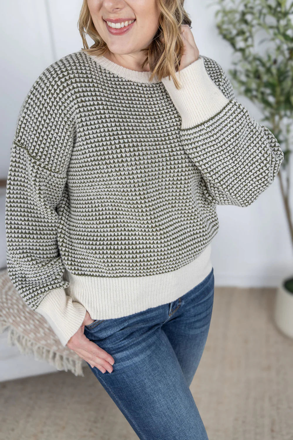 Olive and Cream Sweater