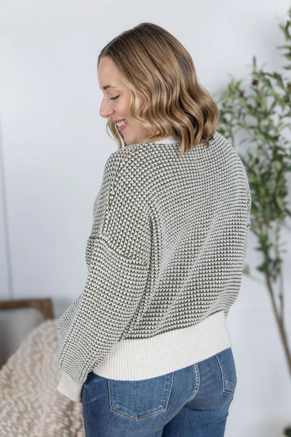 Olive and Cream Sweater