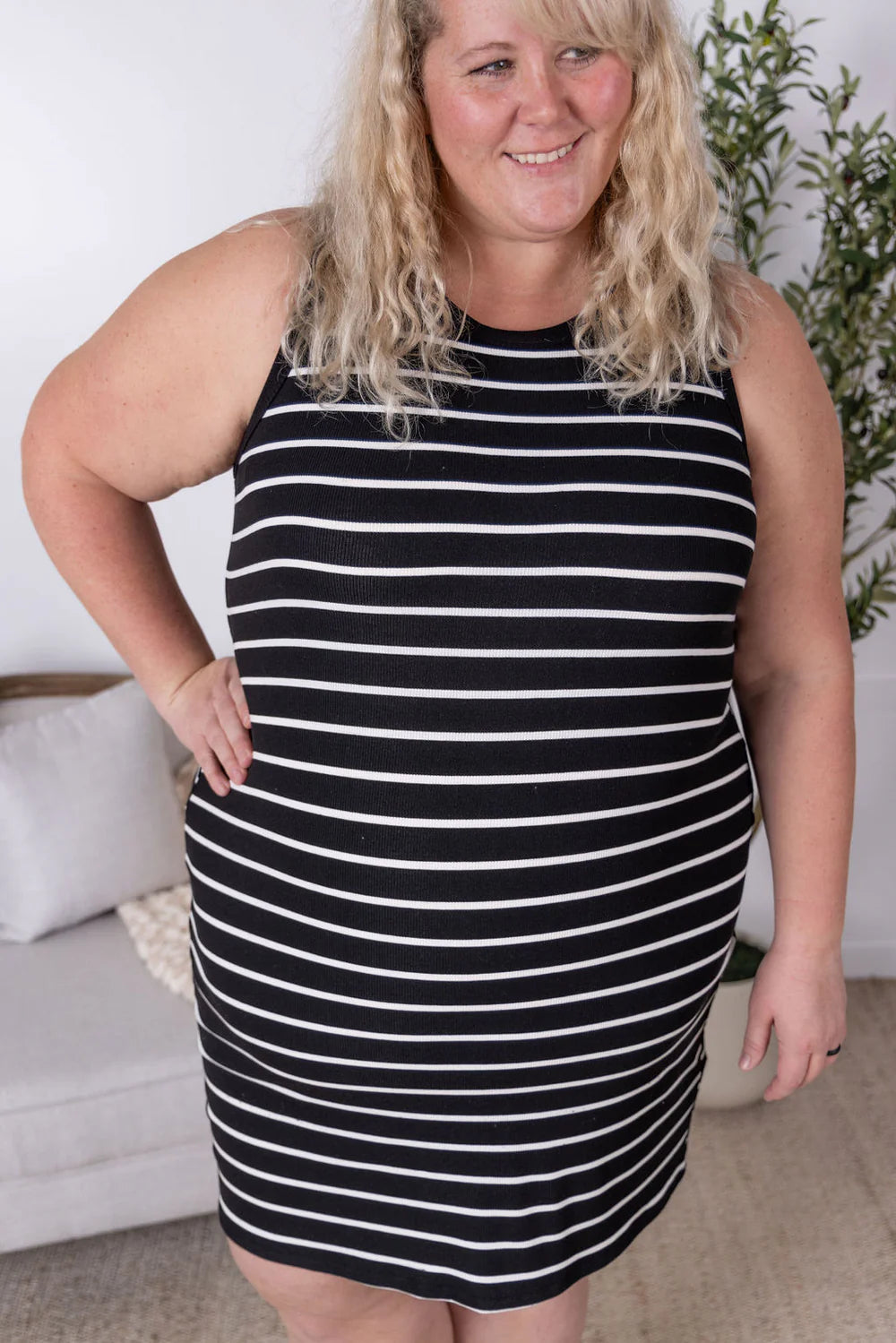 Mariah Ribbed Dress in Black