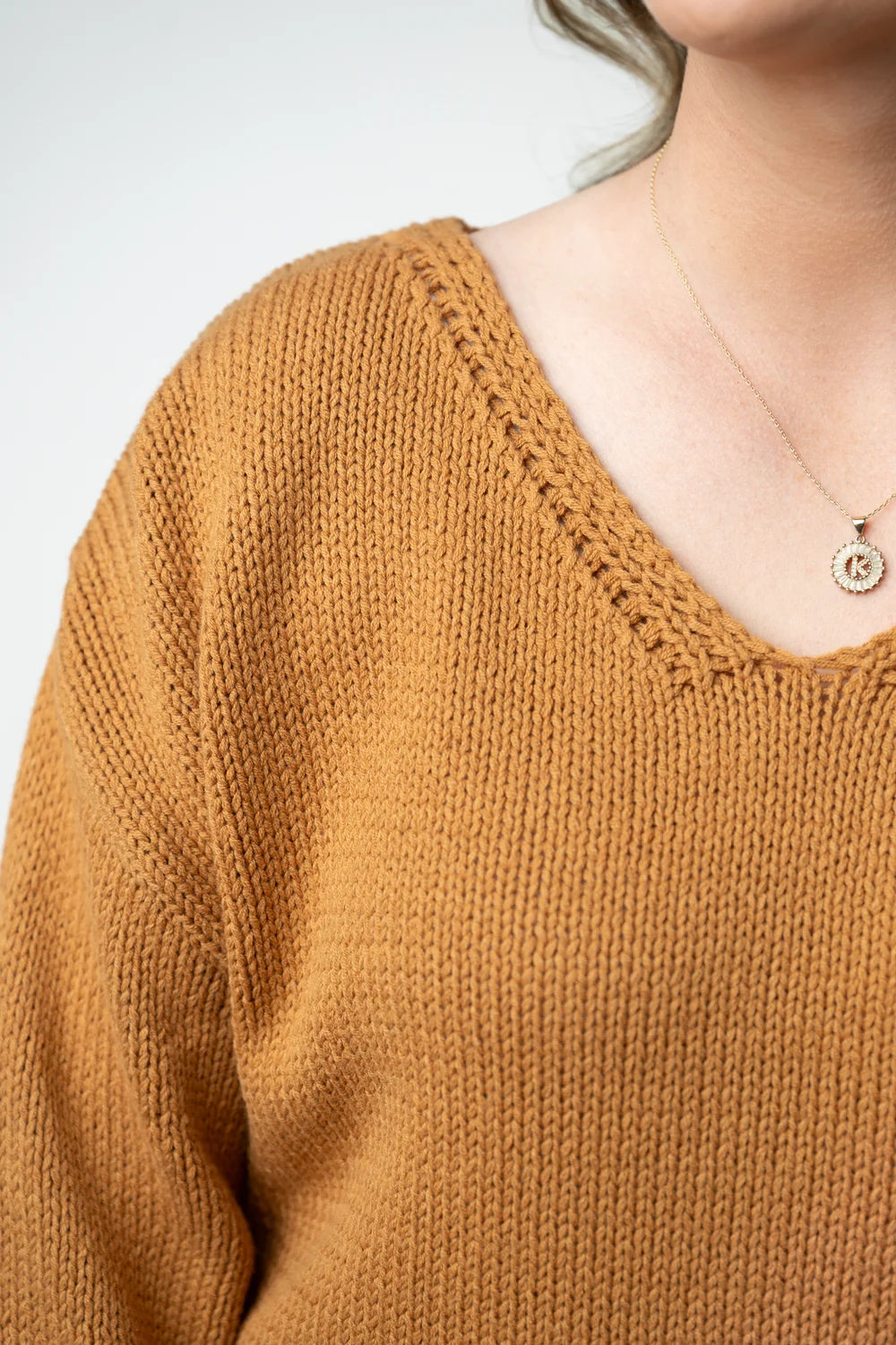Camel Crochet Sleeve Top
