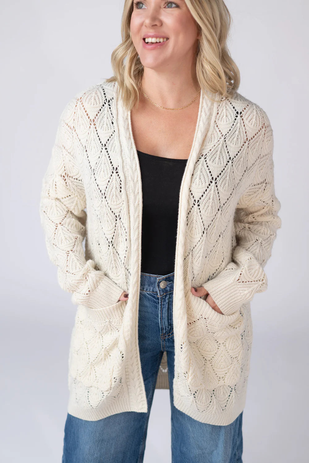 Ivory Open Knit Cardigan