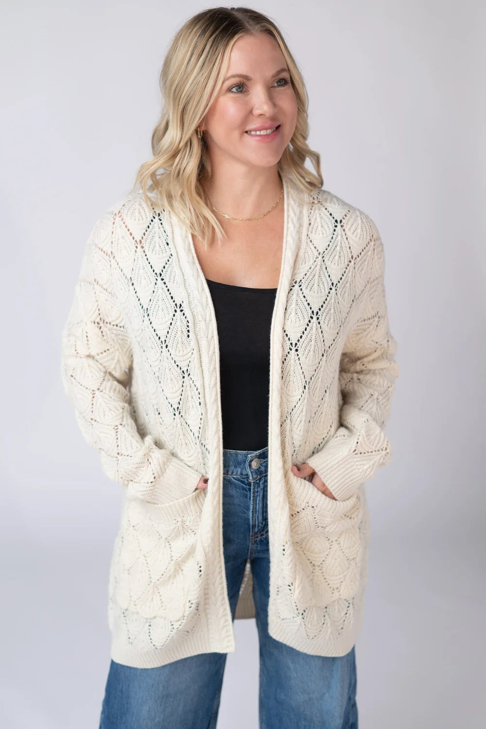 Ivory Open Knit Cardigan