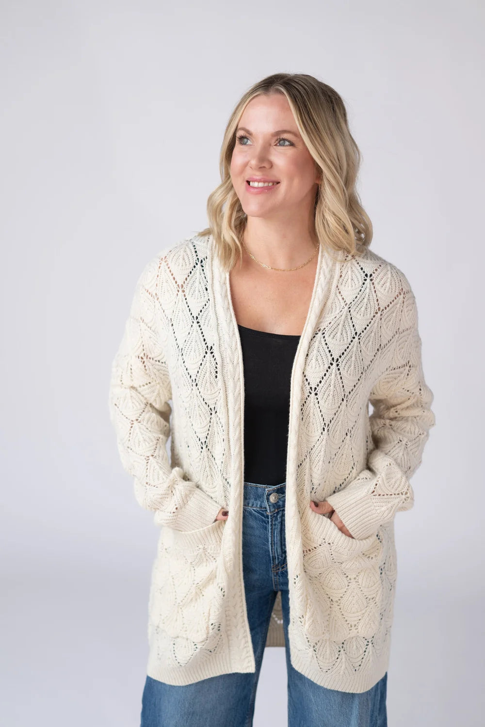 Ivory Open Knit Cardigan