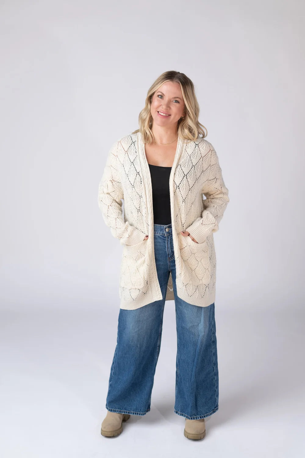 Ivory Open Knit Cardigan