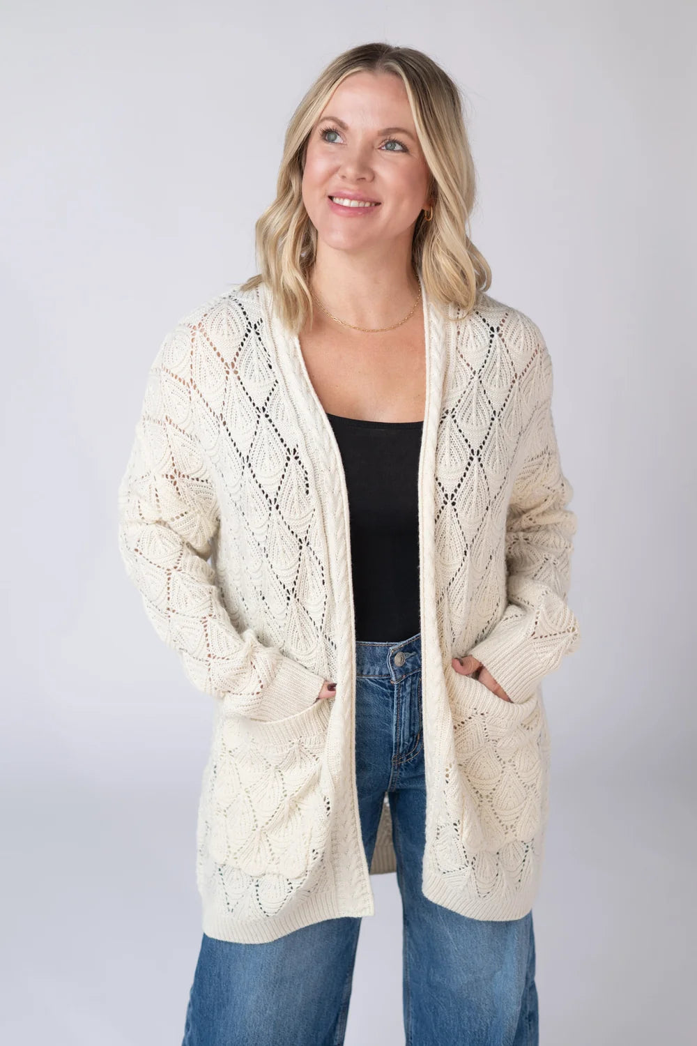 Ivory Open Knit Cardigan
