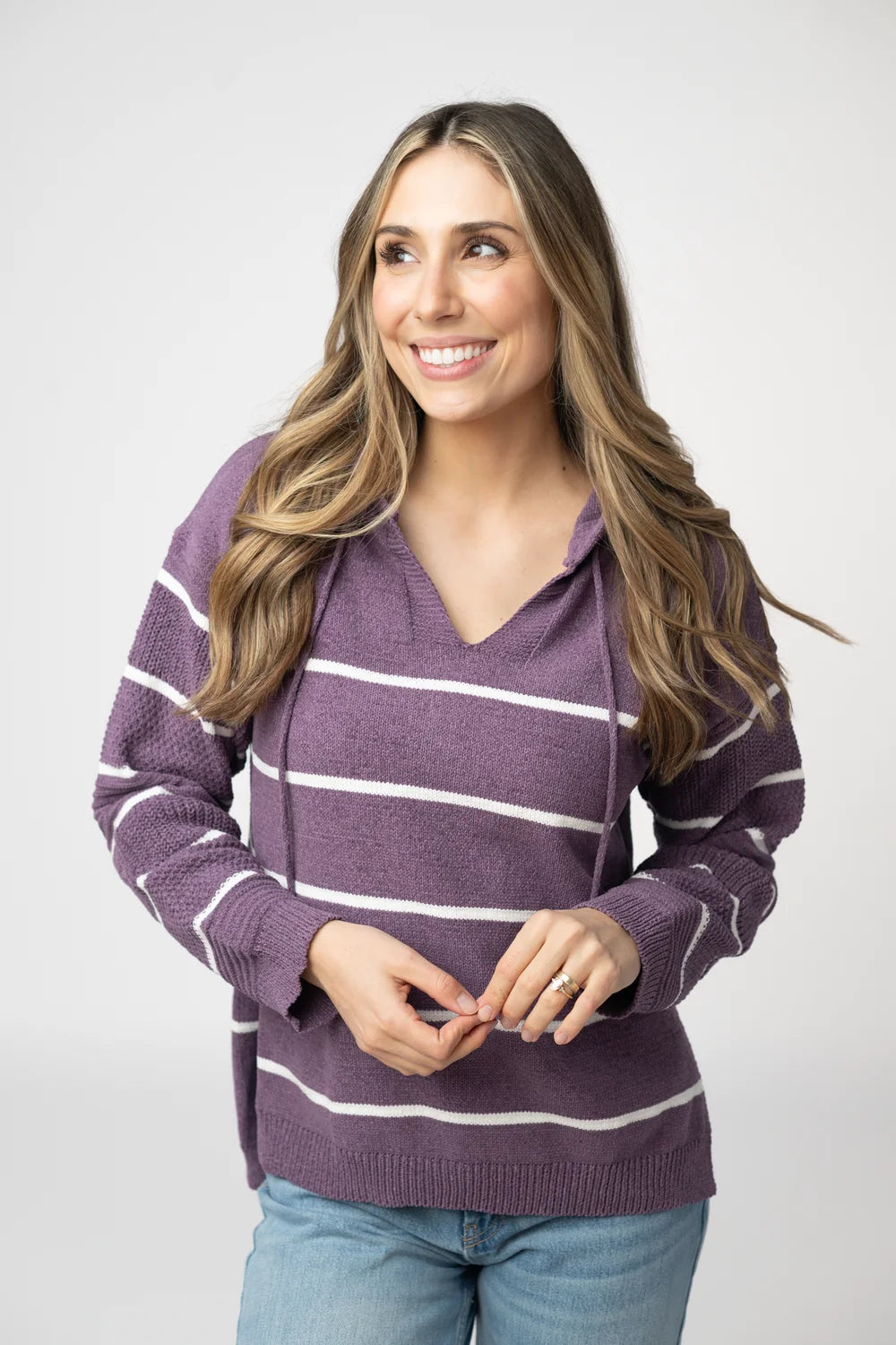 Purple Striped Hoodie
