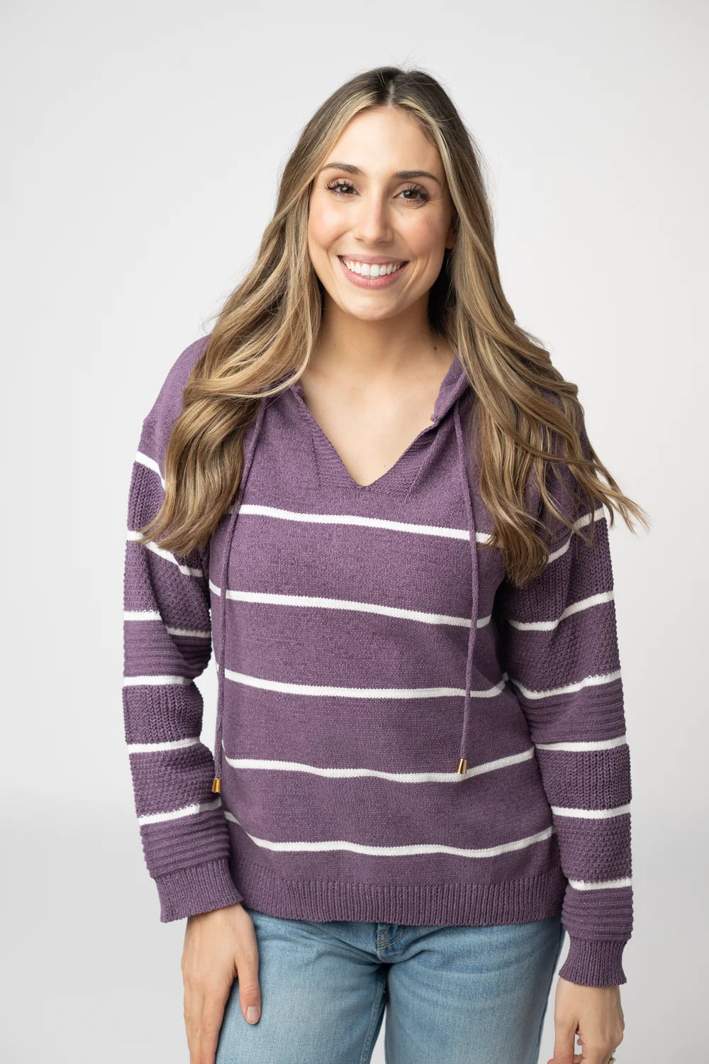 Purple Striped Hoodie