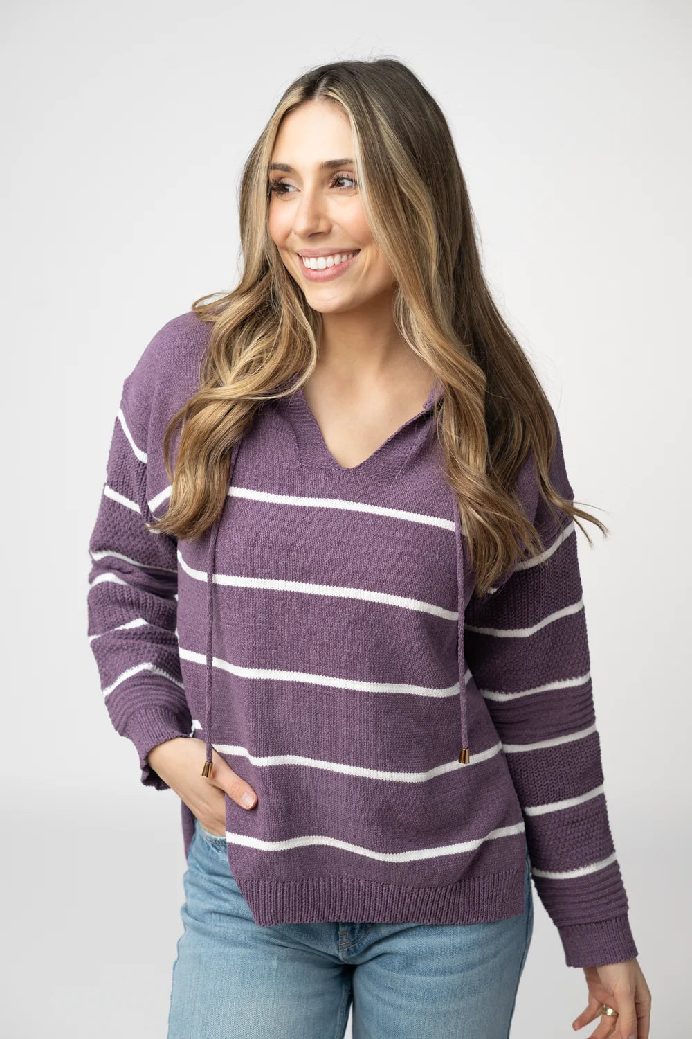 Purple Striped Hoodie