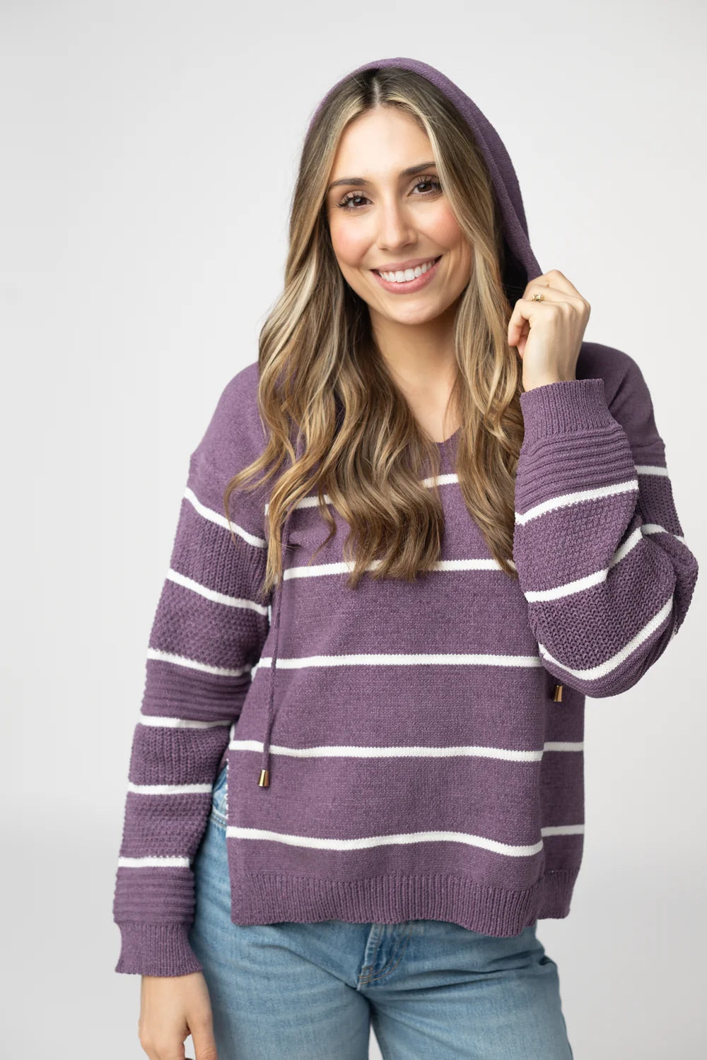 Purple Striped Hoodie