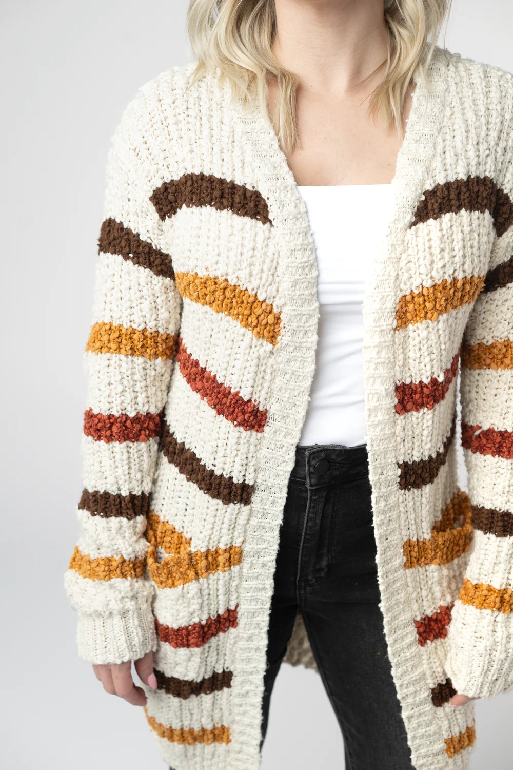 Fall Striped Pocket Cardigan