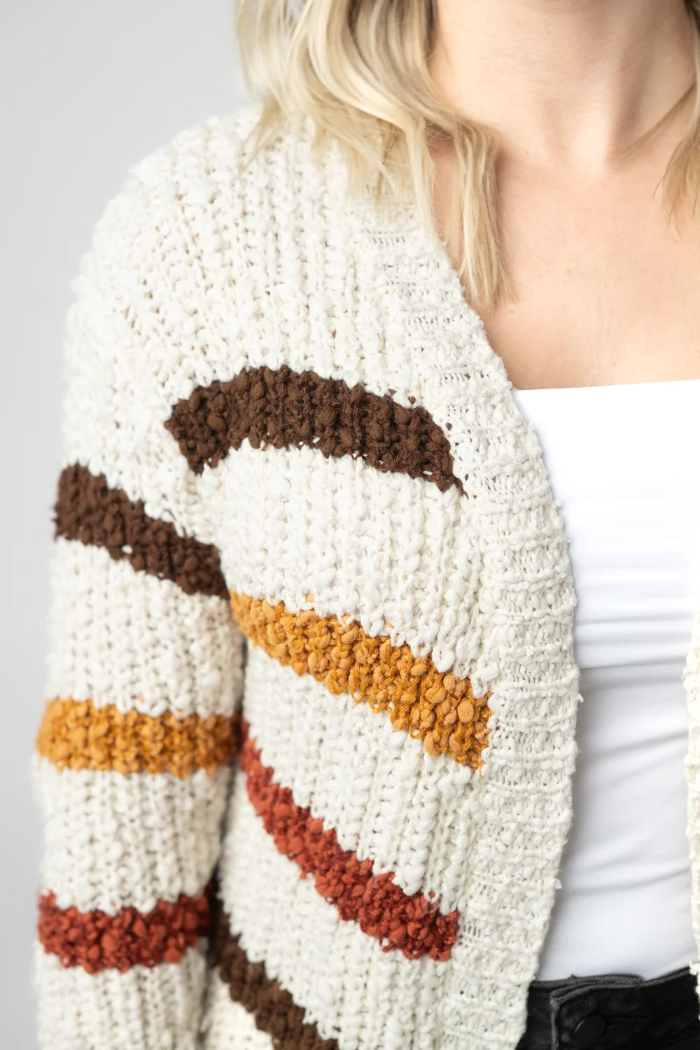 Fall Striped Pocket Cardigan