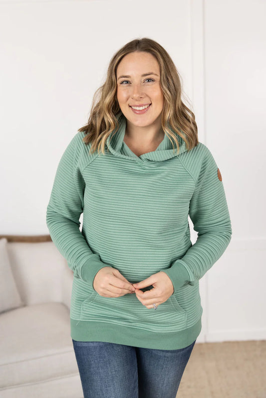 Sea Green  Textured Pullover Hoodie