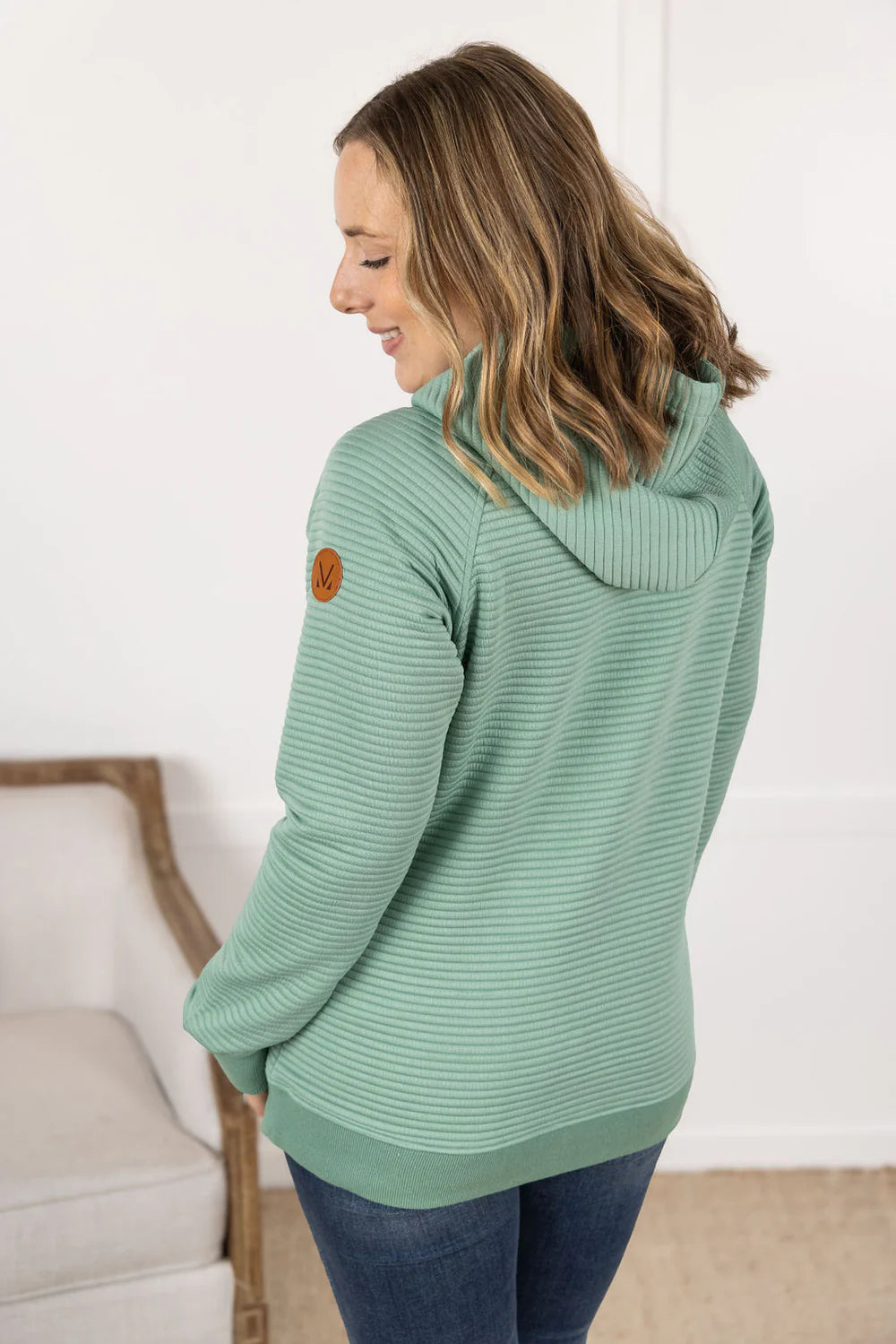 Sea Green  Textured Pullover Hoodie