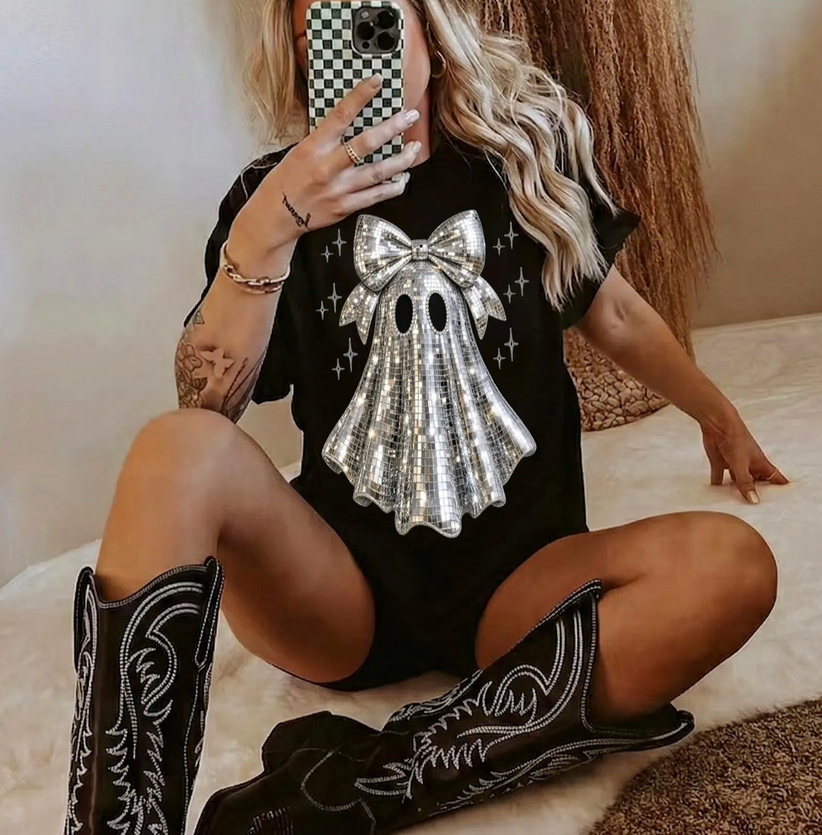 Black Disco Ghost Graphic Tee or Sweatshirt