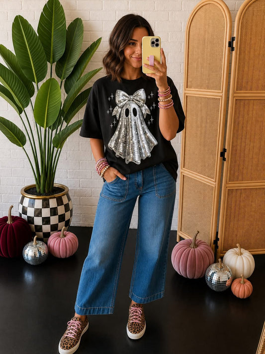 Black Disco Ghost Graphic Tee or Sweatshirt