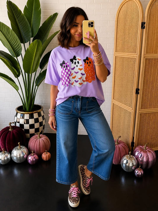 Orchid Preppy Ghost Trio Graphic Tee or Sweatshirt