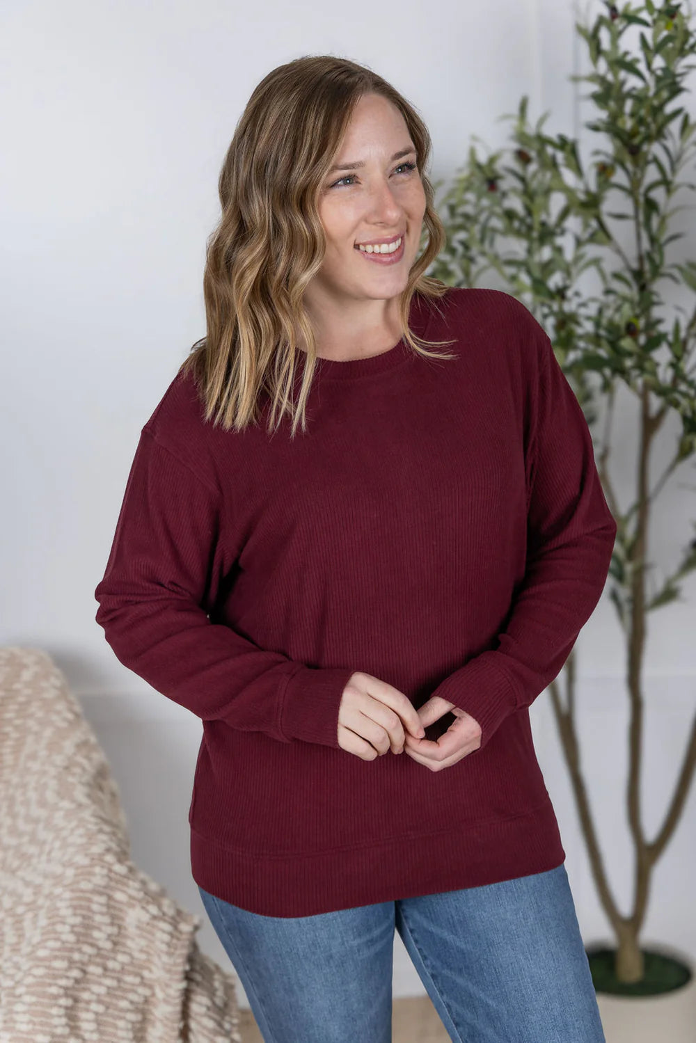 Burgundy Ribbed Pullover