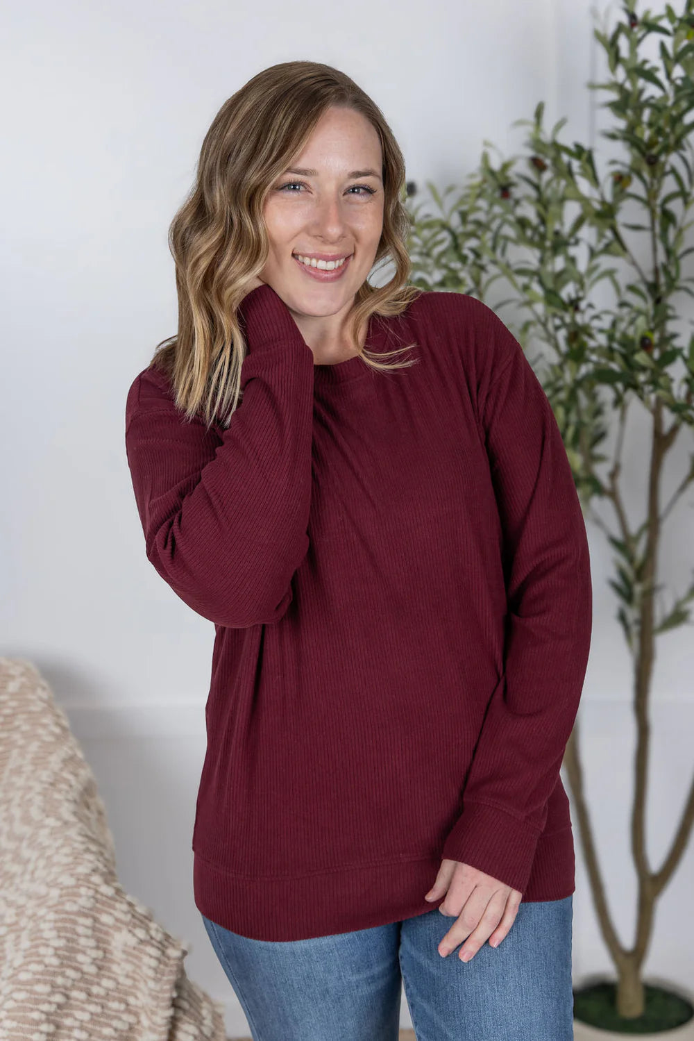 Burgundy Ribbed Pullover