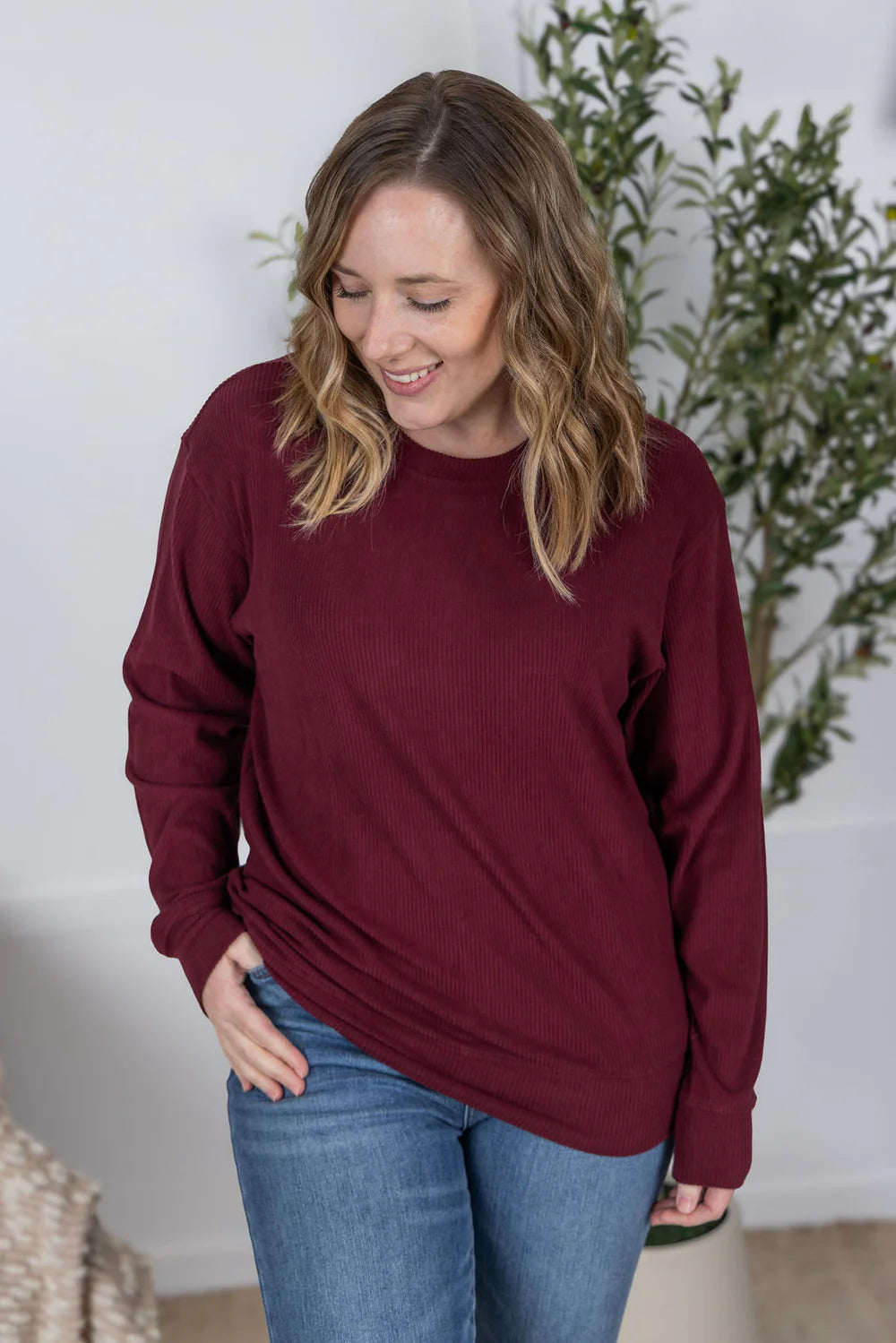 Burgundy Ribbed Pullover