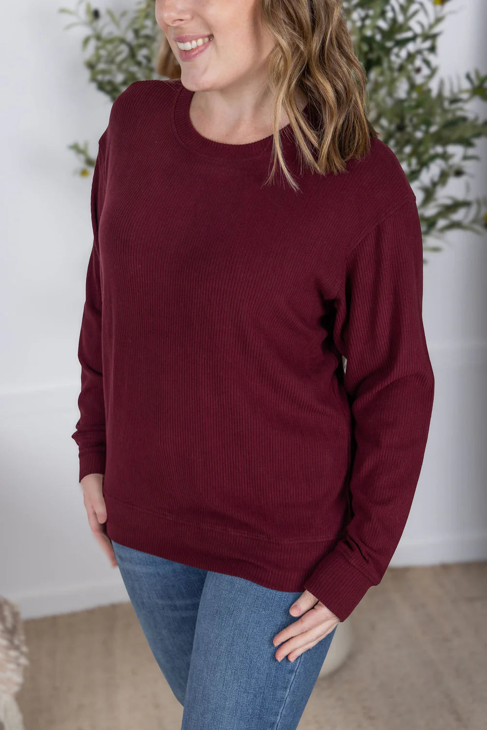 Burgundy Ribbed Pullover