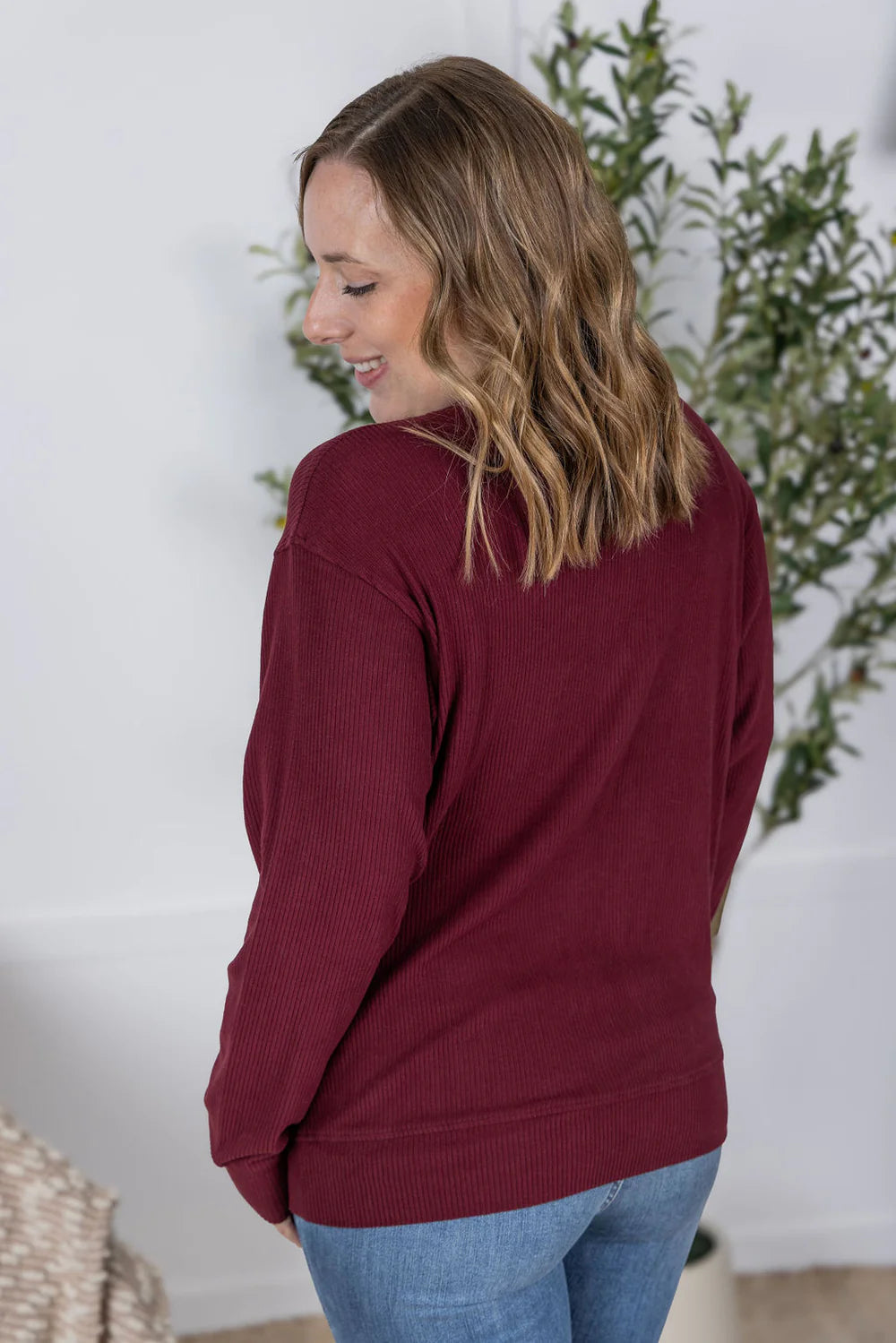 Burgundy Ribbed Pullover