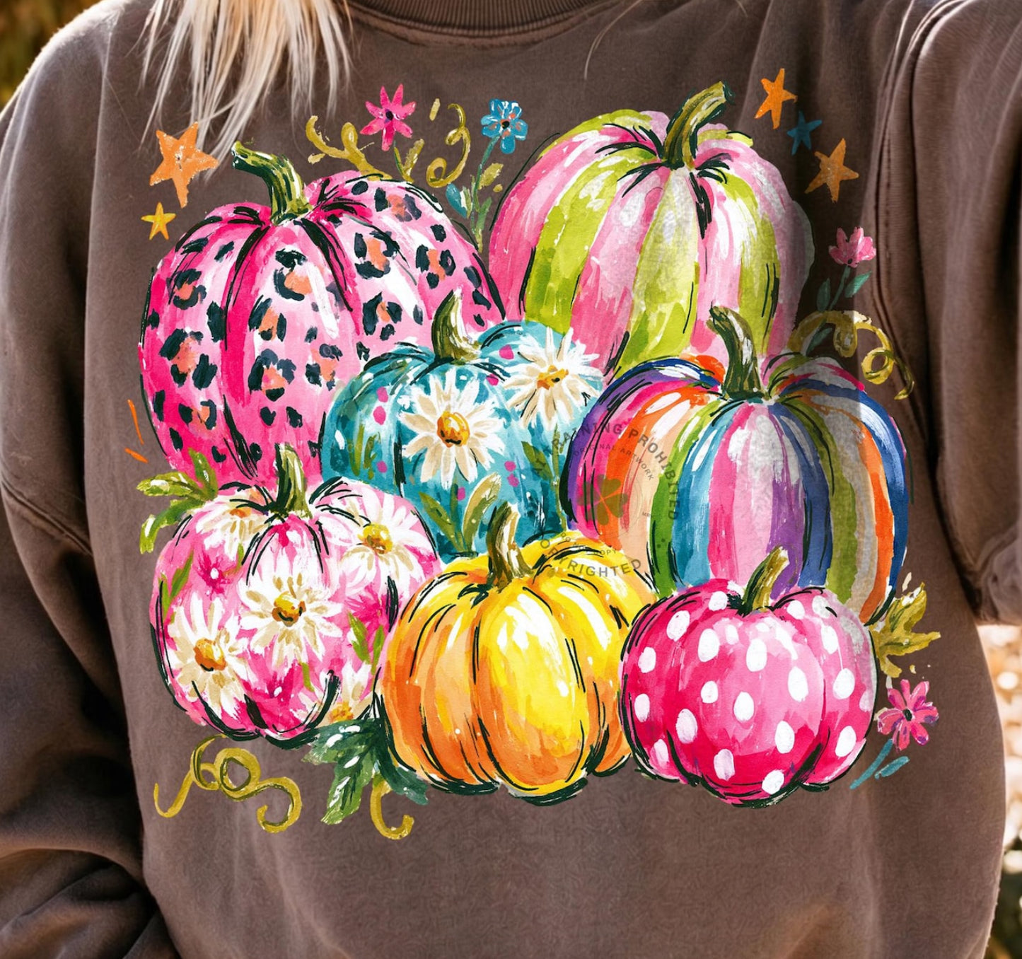 Chocolate Bright Fun Pumpkin Graphic Tee or Sweatshirt