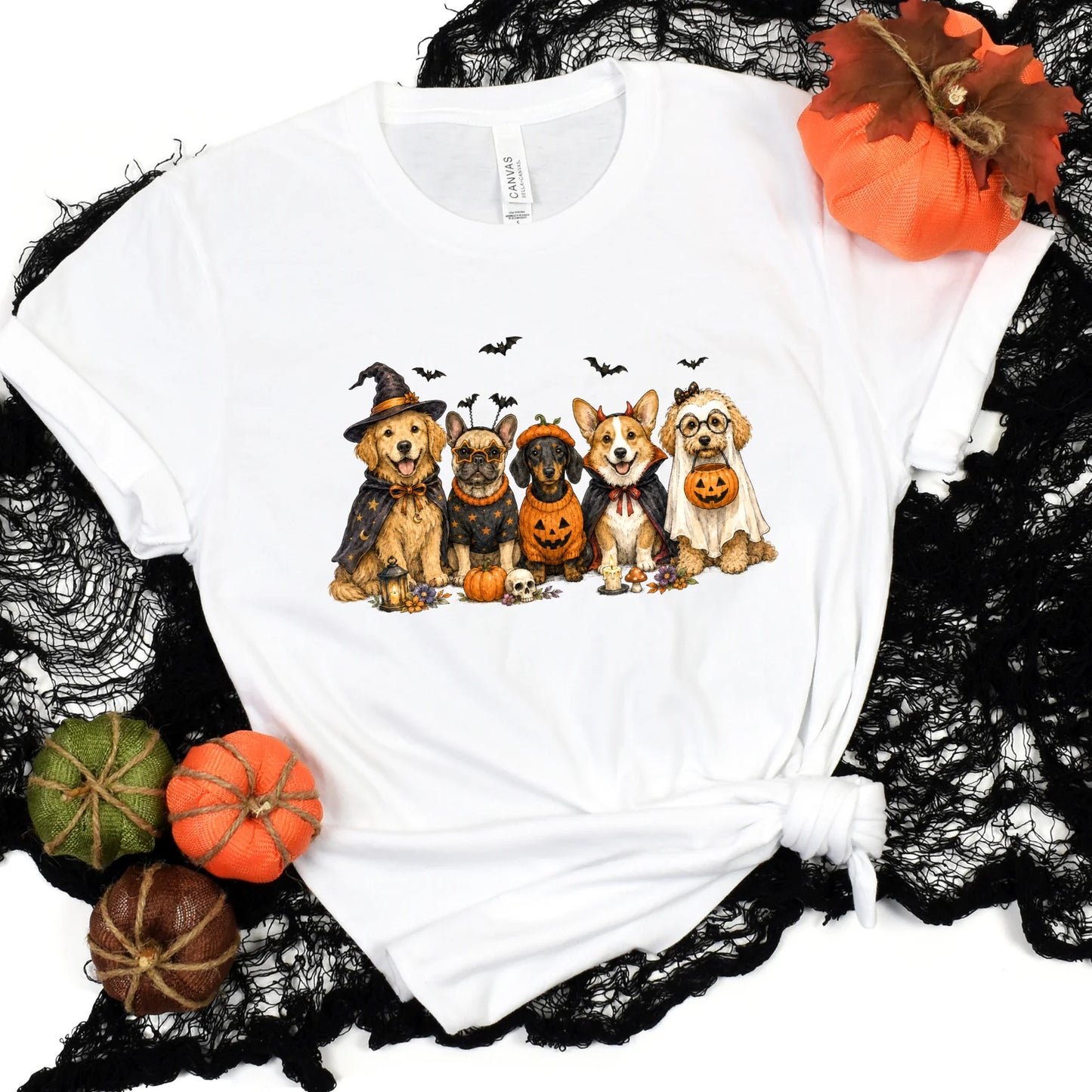 Cute Halloween Dogs Graphic Tee - 3 colors
