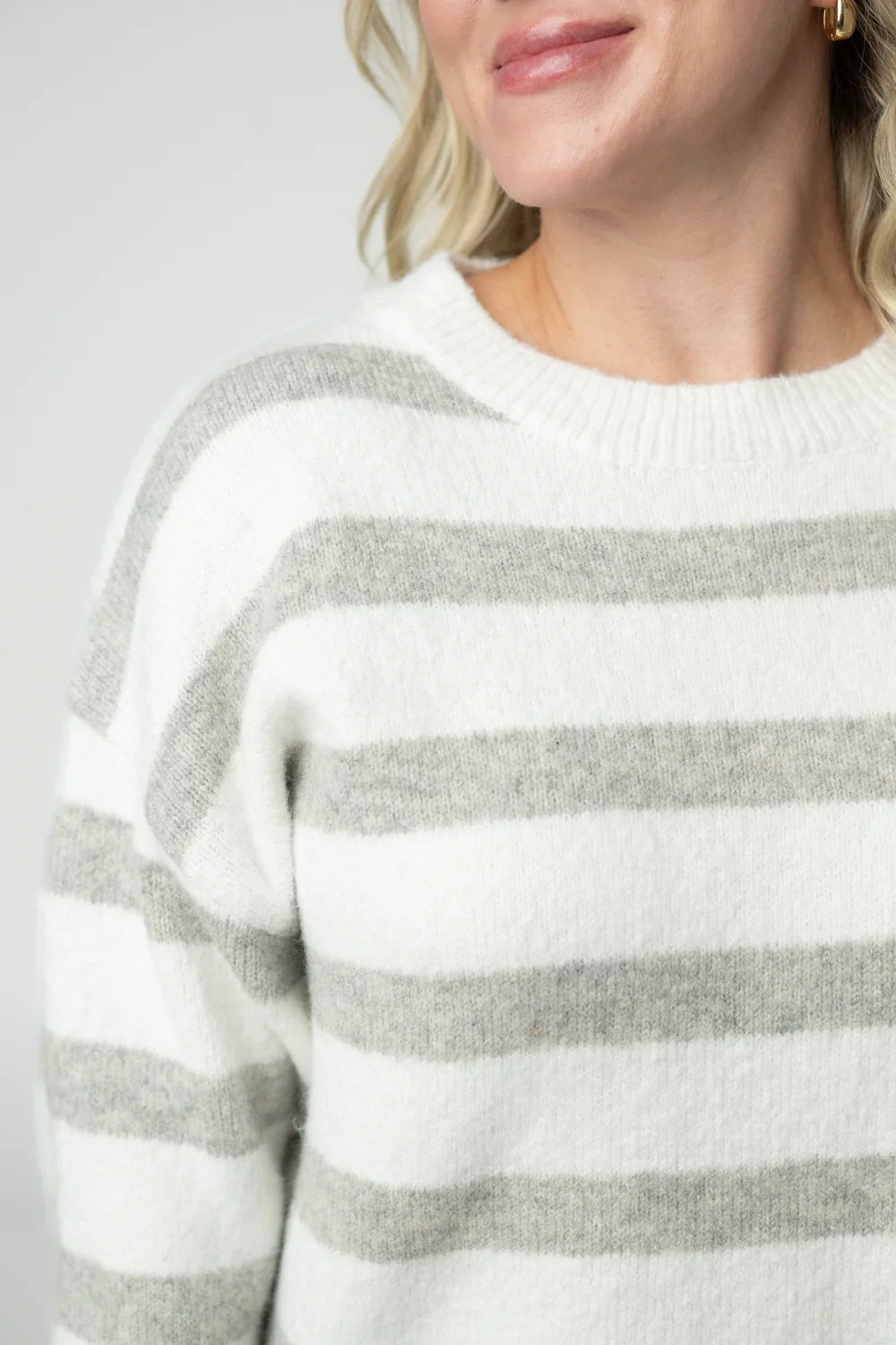 Cozy Grey and White Stripe Sweater