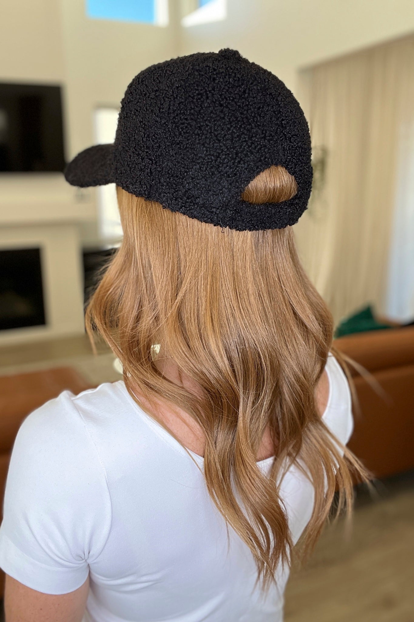 Lyla Sherpa Ball Cap in Black