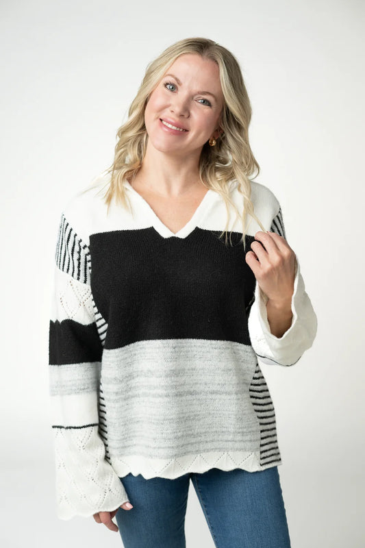 Monochrome Color Block Hoodie