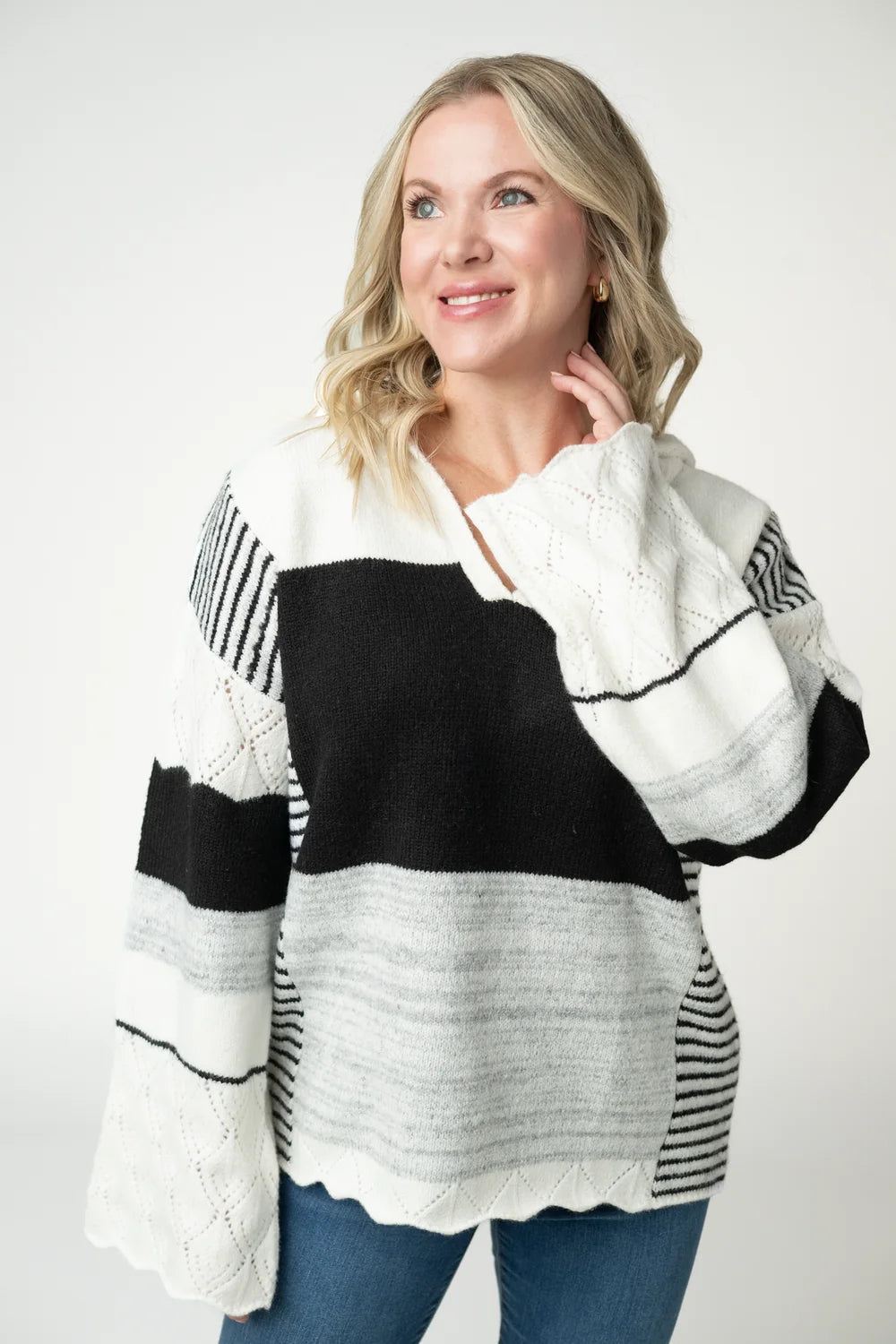 Monochrome Color Block Hoodie
