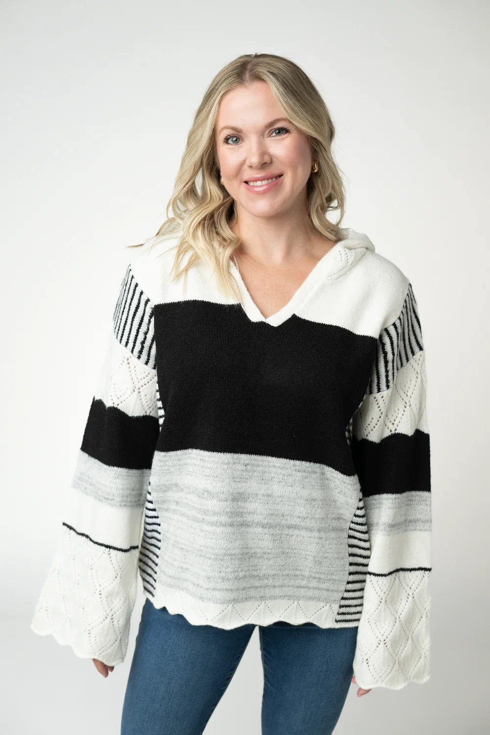 Monochrome Color Block Hoodie