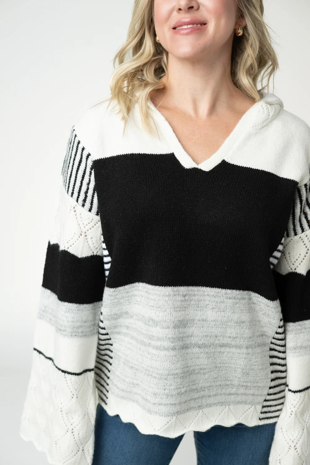 Monochrome Color Block Hoodie