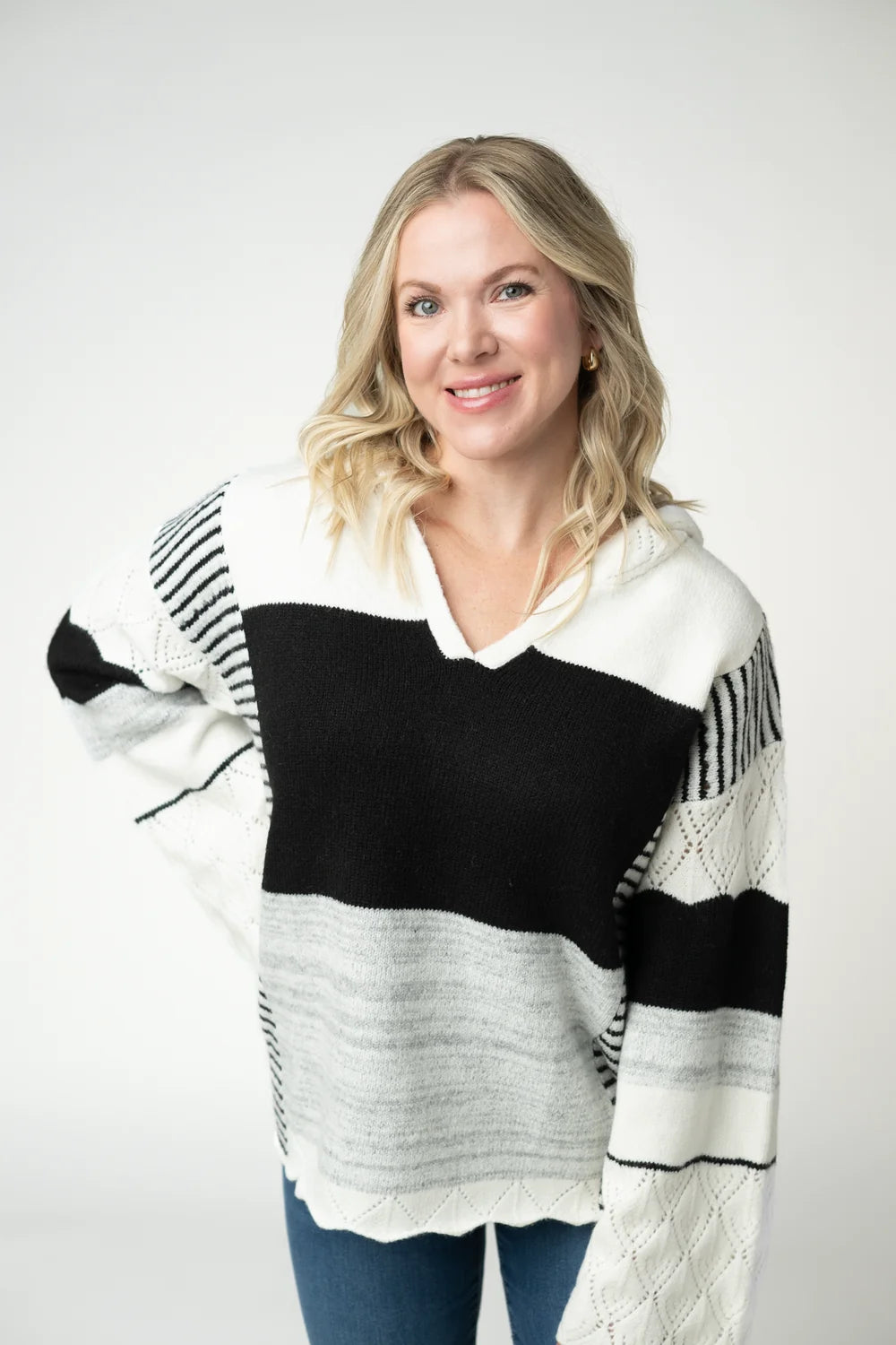 Monochrome Color Block Hoodie